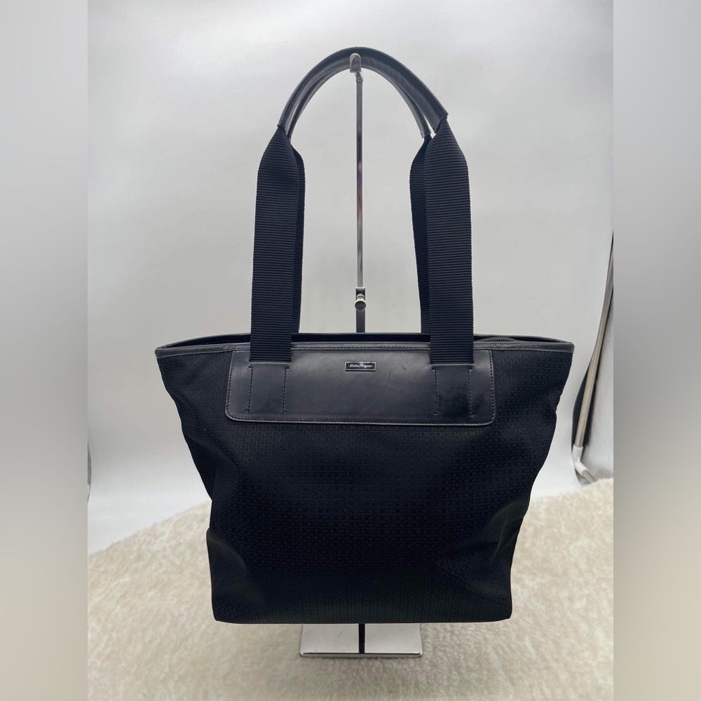 Authentic Salvatore Ferragamo tote bag in black.